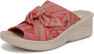 BZees Womens Smile Slide Sandal Coral Weekend Stripe Fabric 7.5 W