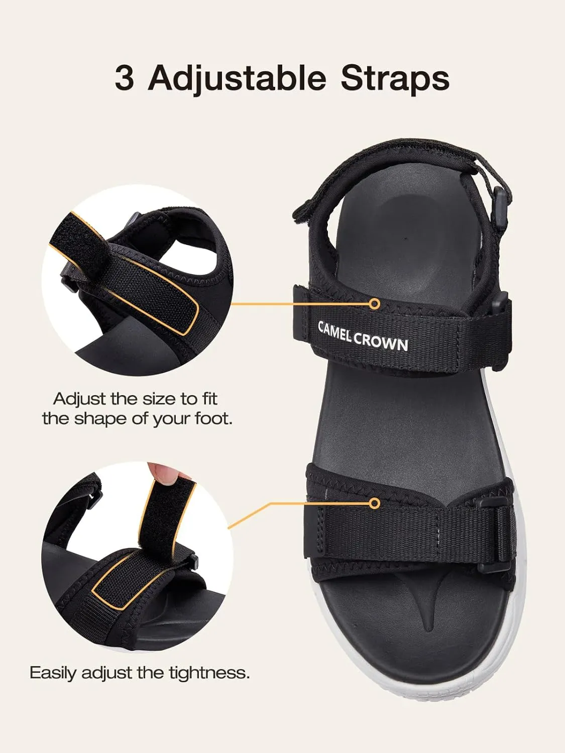 CAMEL CROWN Women's Athletic Sandals Comfortable Outdoor Walking Waterproof Lightweight Girls' Platform Shoes Open Toe Arch Support