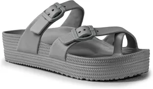 CAMVAVSR Womens Sandals with Arch Support - Comfortable Adjustable Buckles Beach Slides - Lightweight Summer Platform Sandal Chunky Cushioned