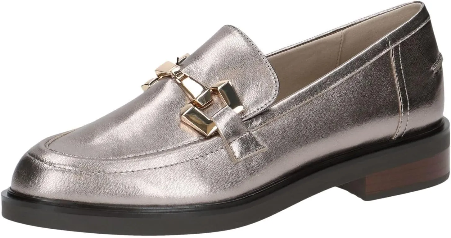 CAPRICE Women's Loafer, Platinum Metal, 7