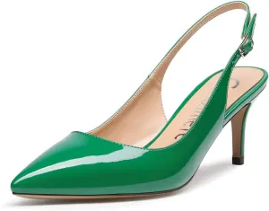 Castamere Womens Slingback Slip-on Kitten Heels Ankle-Strap Pumps Pointed Toe Sandals 6.5CM Stiletto Heel Pump