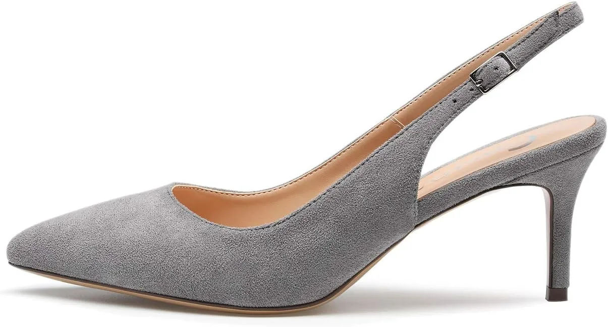 Castamere Womens Slingback Slip-on Kitten Heels Ankle-Strap Pumps Pointed Toe Sandals 6.5CM Stiletto Heel Pump