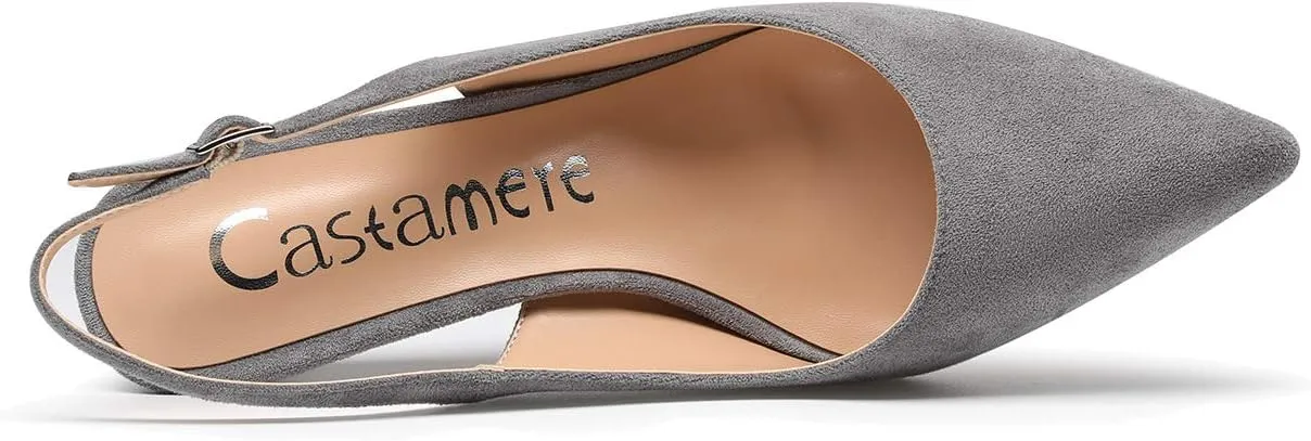 Castamere Womens Slingback Slip-on Kitten Heels Ankle-Strap Pumps Pointed Toe Sandals 6.5CM Stiletto Heel Pump