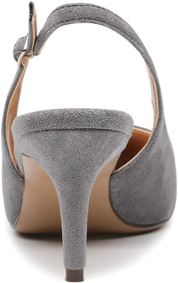Castamere Womens Slingback Slip-on Kitten Heels Ankle-Strap Pumps Pointed Toe Sandals 6.5CM Stiletto Heel Pump