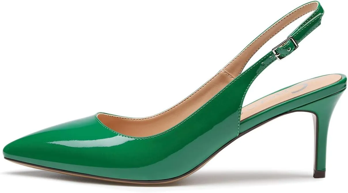 Castamere Womens Slingback Slip-on Kitten Heels Ankle-Strap Pumps Pointed Toe Sandals 6.5CM Stiletto Heel Pump