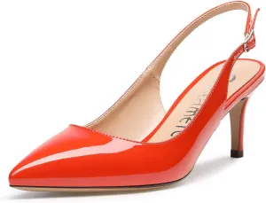 Castamere Womens Slingback Slip-on Kitten Heels Ankle-Strap Pumps Pointed Toe Sandals 6.5CM Stiletto Heel Pump