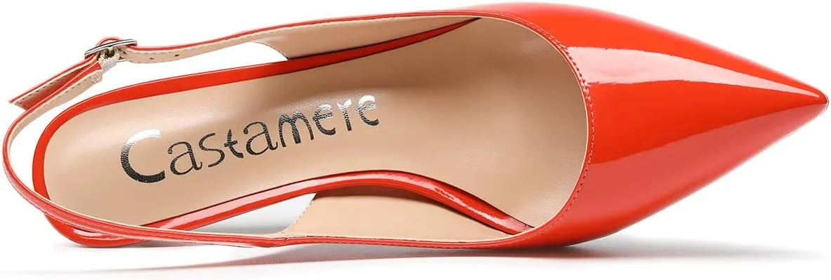 Castamere Womens Slingback Slip-on Kitten Heels Ankle-Strap Pumps Pointed Toe Sandals 6.5CM Stiletto Heel Pump