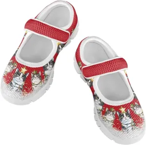 chaqlin Christmas Sneaker Mary Jane for Kids Slip On Casual Outdoor School Sports Shoes Lightweight Flat Walking Sneaker