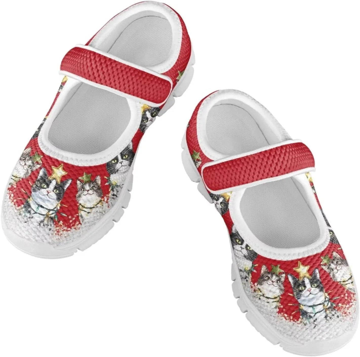 chaqlin Christmas Sneaker Mary Jane for Kids Slip On Casual Outdoor School Sports Shoes Lightweight Flat Walking Sneaker