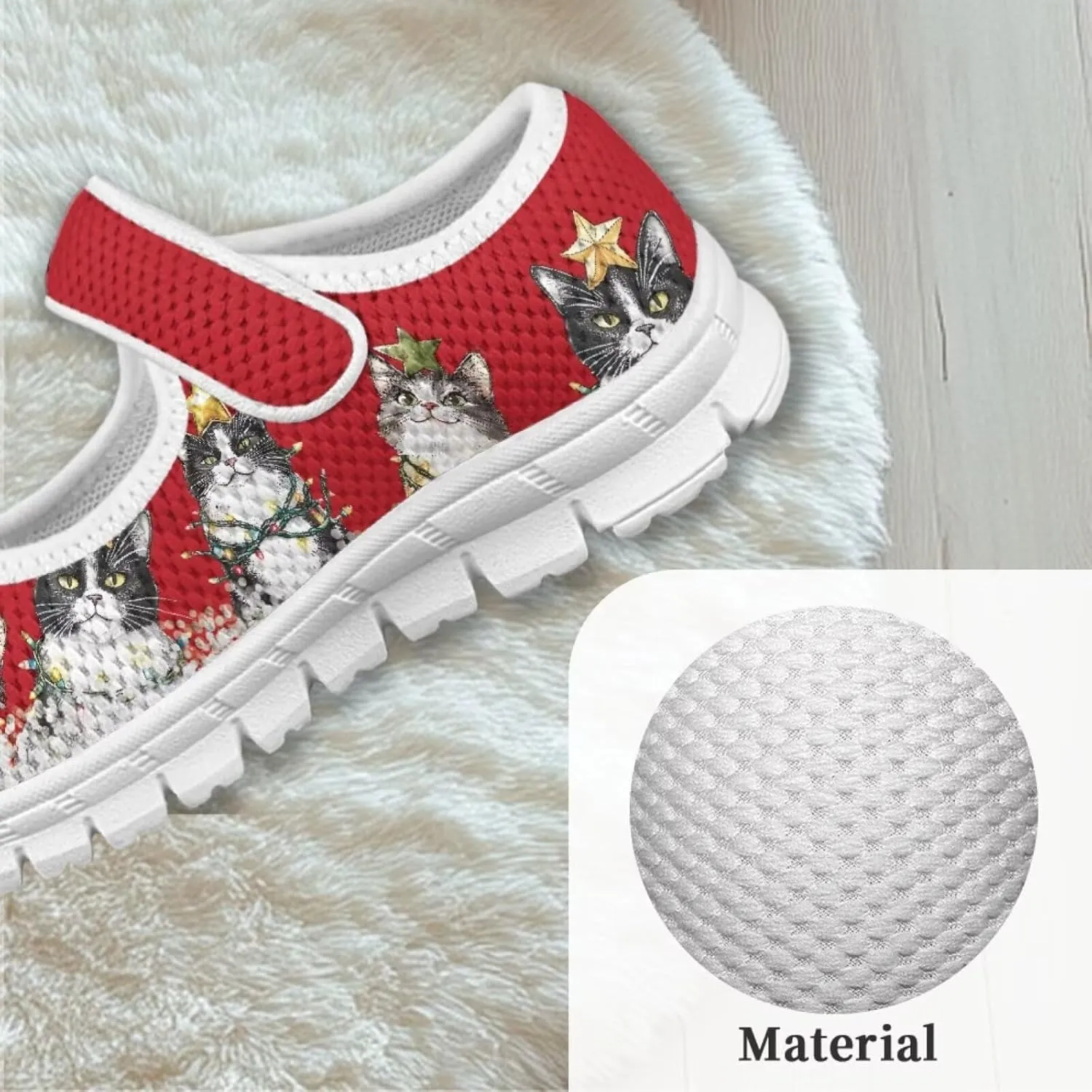 chaqlin Christmas Sneaker Mary Jane for Kids Slip On Casual Outdoor School Sports Shoes Lightweight Flat Walking Sneaker