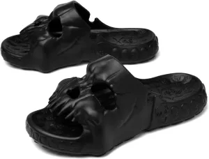 Cheval Skull Slide Sandals for Women Men Anti-Slip Cushioned Slippers EVA Thick Soft Slides Open Toe Slide on Indoor Outdoor Beach Pool Sandals Khaki