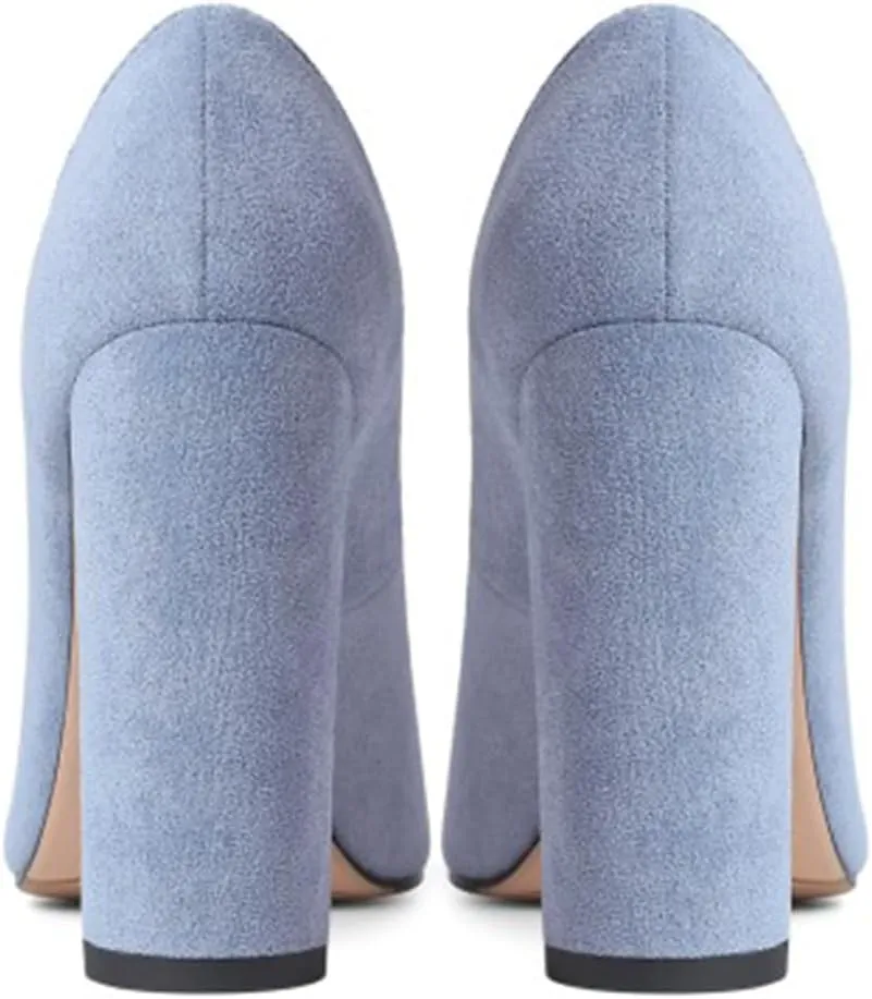 Chunky Heel Pumps for Women Pointed Closed Toe Slip On High Heel Formal Dressy Shoes Leather Suede Party Event Wedding Prom Office