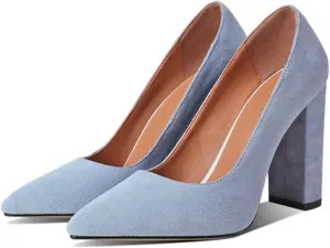 Chunky Heel Pumps for Women Pointed Closed Toe Slip On High Heel Formal Dressy Shoes Leather Suede Party Event Wedding Prom Office
