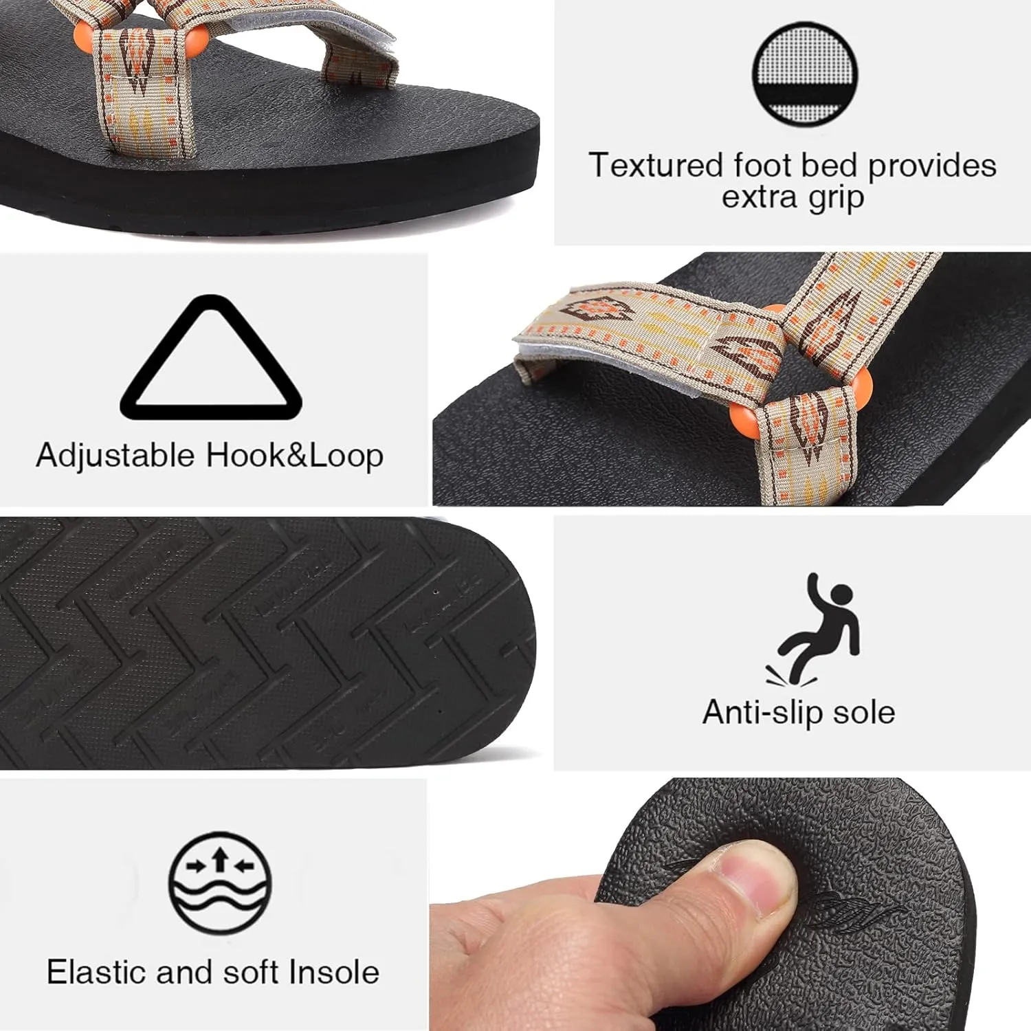 CIOR Women's Sport Sandals Hiking Sandals with Arch Support Yoga Mat Insole Outdoor Light Weight Water Shoes