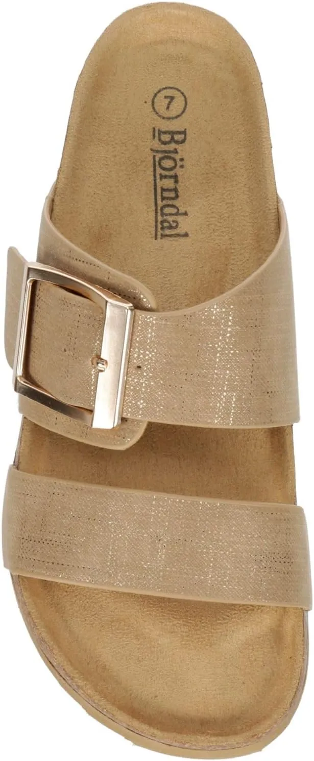 Clara - Women's Two Strap Platform Footbed Slide Sandals