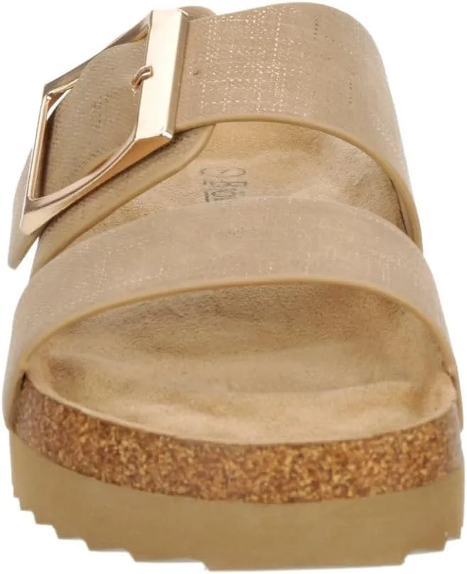 Clara - Women's Two Strap Platform Footbed Slide Sandals