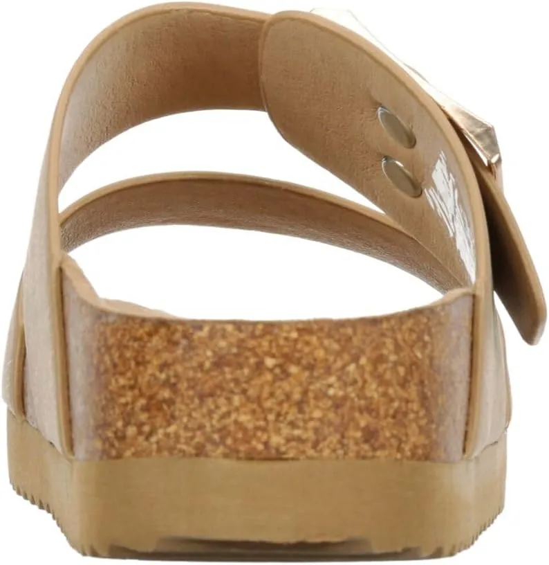 Clara - Women's Two Strap Platform Footbed Slide Sandals