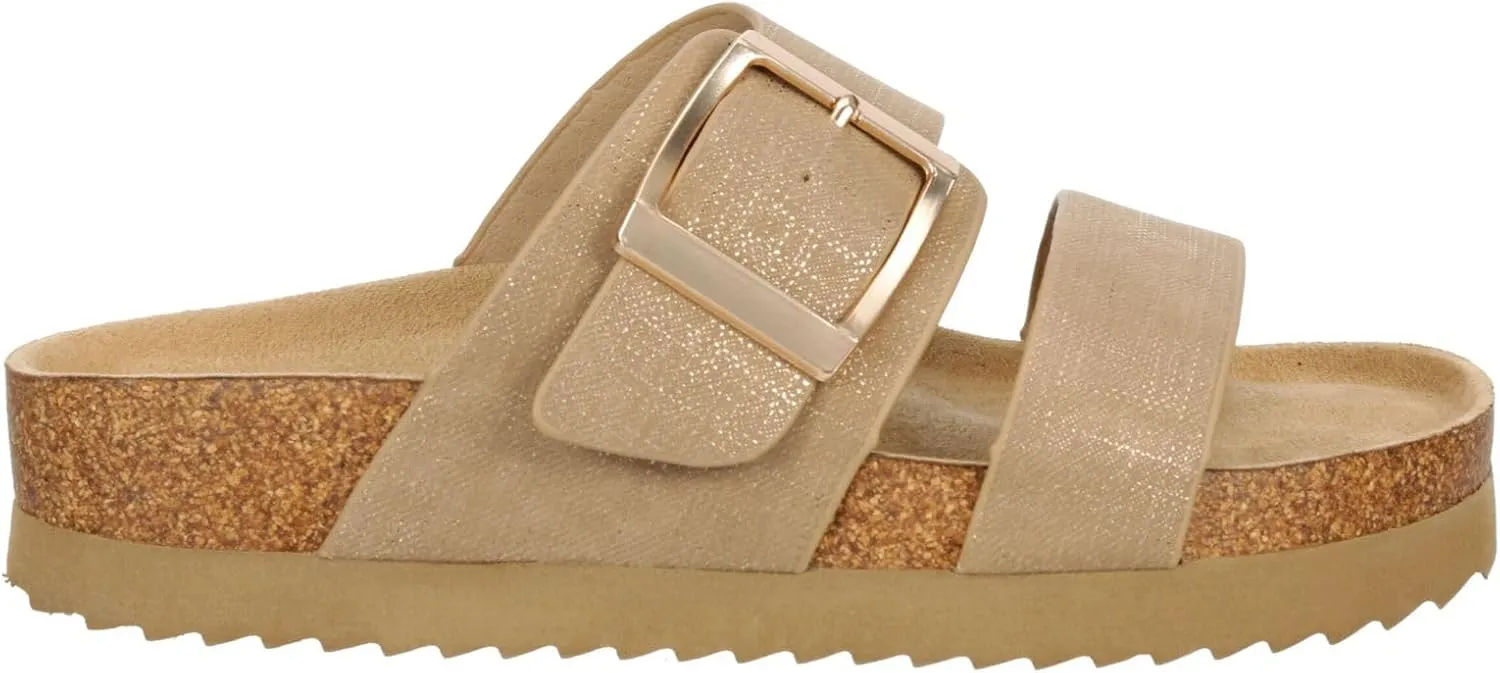 Clara - Women's Two Strap Platform Footbed Slide Sandals