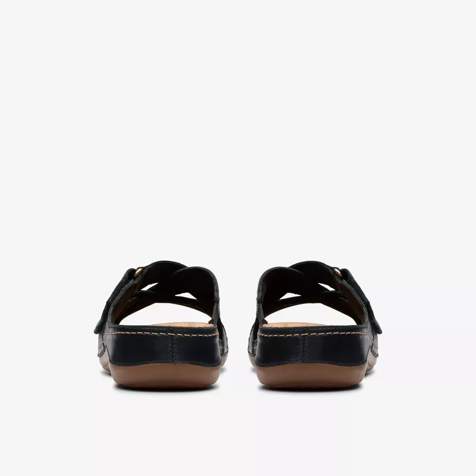 Clarks Women's Cecily Slide Black Leather 26181418