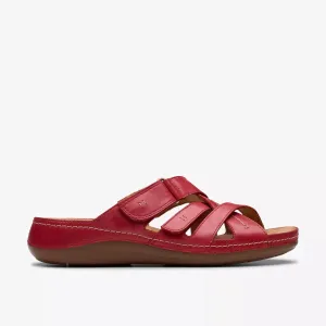 Clarks Women's Cecily Slide Red Leather 26181421
