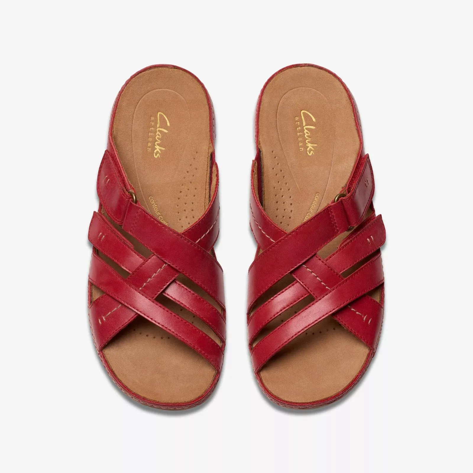 Clarks Women's Cecily Slide Red Leather 26181421