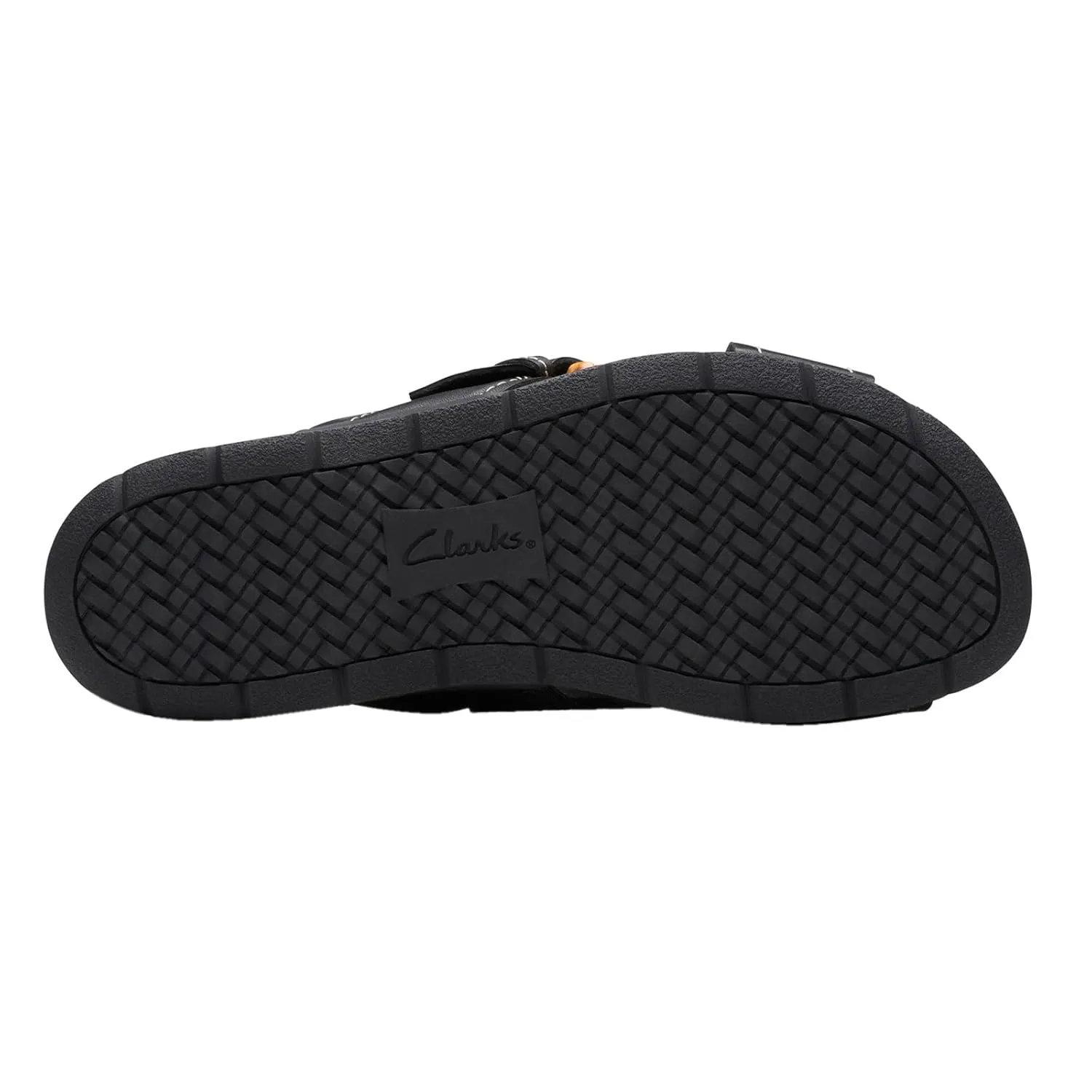 Clarks Women's Reileigh Bay Slide Sandal, Black Leather, 7.5