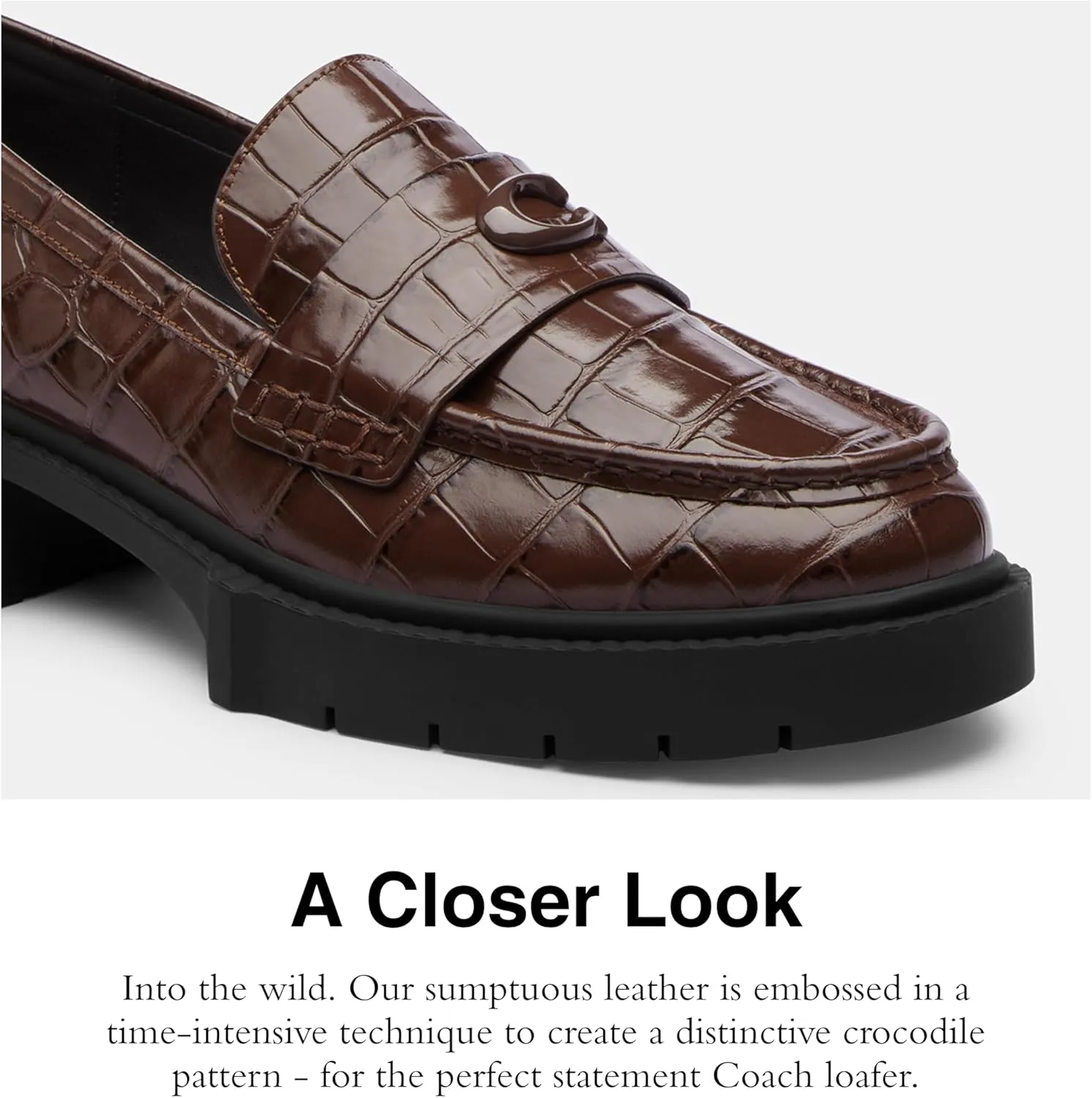 Coach Women's Leah Embossed Croc Loafer