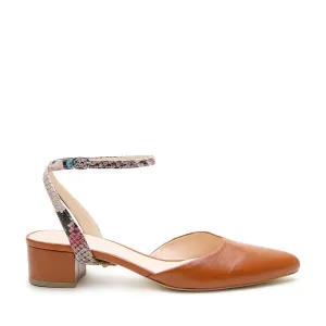 Cognac Slide   Painted Snake Marilyn Strap