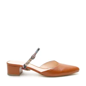 Cognac Slide   Painted Snake Twiggy Strap