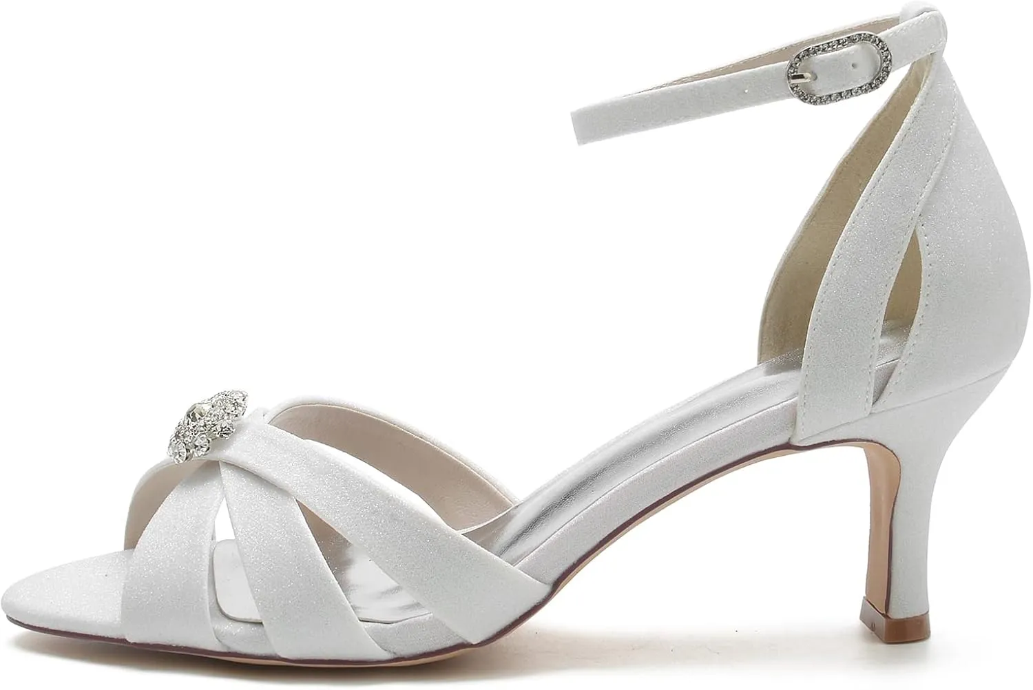 COMFASH Women's Kitten Heels Dress Court Shoes Bridal Wedding Party 2.56In Heel Pump Shoes Glitter Peep Toe Pump Heel Sandals