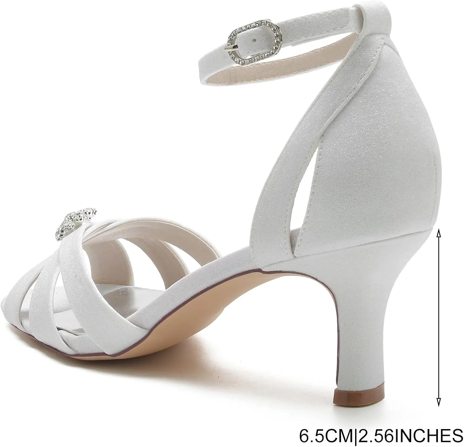 COMFASH Women's Kitten Heels Dress Court Shoes Bridal Wedding Party 2.56In Heel Pump Shoes Glitter Peep Toe Pump Heel Sandals