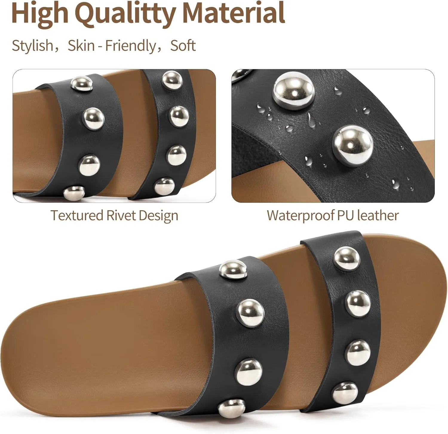 Comfort Sandals for Women Outdoors: Arch Support Open Toe Womens Sandals - Casual Slip On Beach Slides for Women