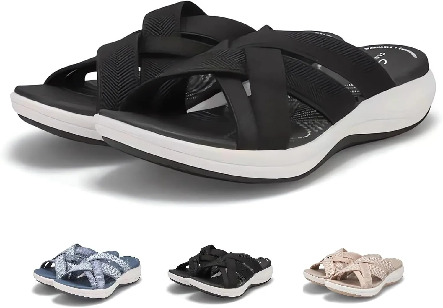 Comfortable Recovery Orthopedic Walking Plantar Fasciitis Slides Sandals for Women with Arch Support Wide Width