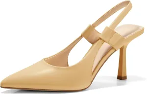 Coutgo Womens Slingback Heels Pumps Closed Pointed Toe Slip-on Kitten Heels Sandals Party Prom Dress Pump Shoes