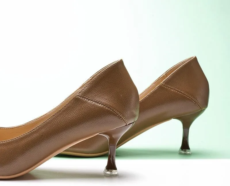 C.Paravano Pointy Kitten Heels Wedding Shoes Dressy Low Heel Work Casual Heels Flight Attendant Heels Mules Heels Women Pump for Office Wear