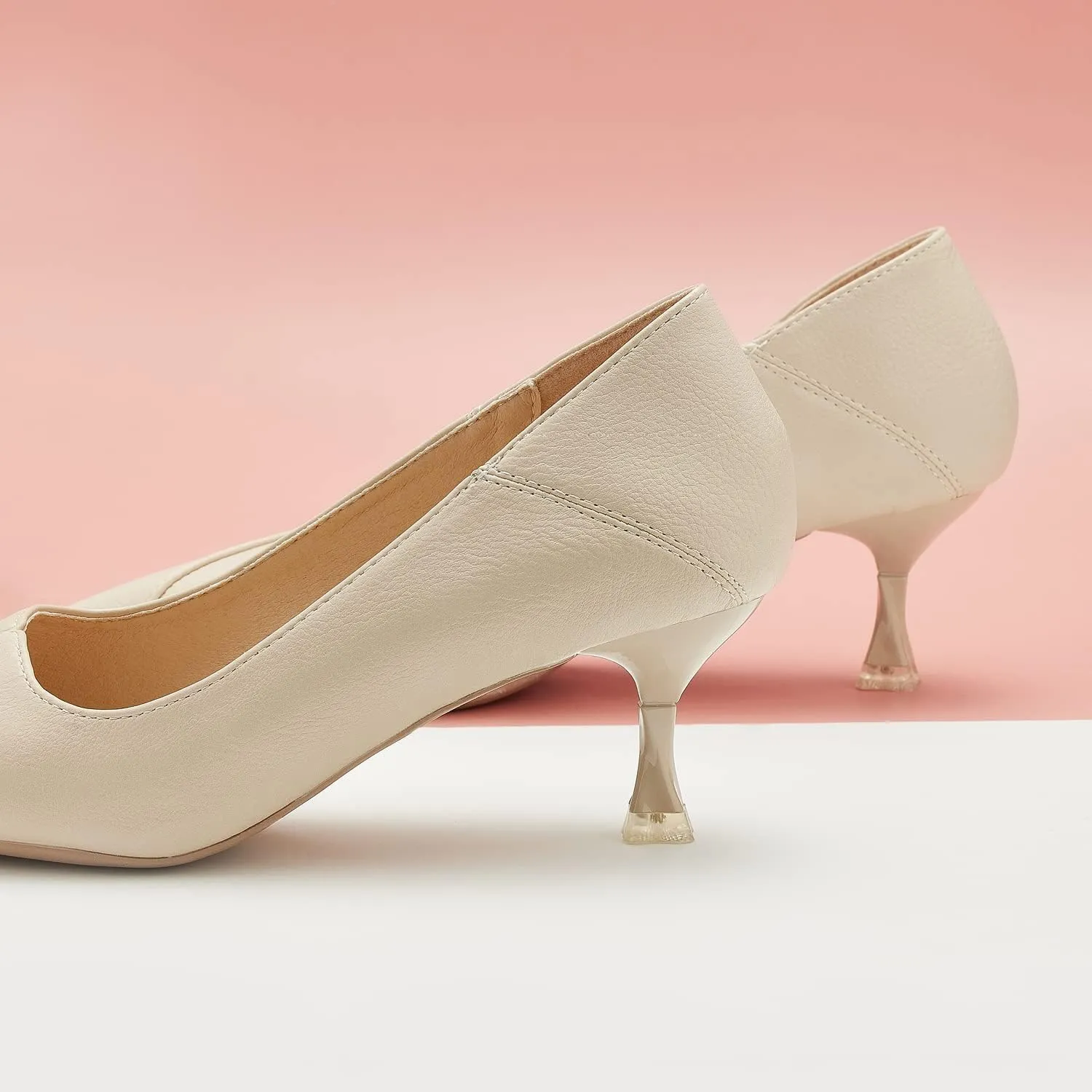 C.Paravano Pointy Kitten Heels Wedding Shoes Dressy Low Heel Work Casual Heels Flight Attendant Heels Mules Heels Women Pump for Office Wear