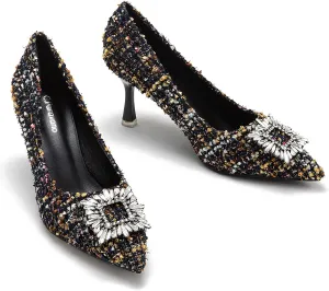 C.Paravano Women's Pumps I Pointed Toe Kitten Heel I Closed Toe Dress Pump I Comfortable Wedding Shoes