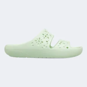 Crocs Classic Floral Cut Out Unisex Lifestyle Slippers Jade Tint