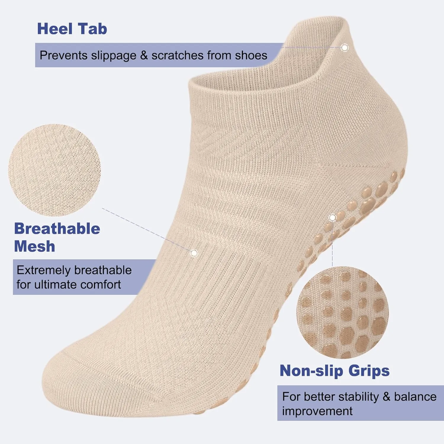 CTHH 6 Pairs Pilates Socks with Grips for Women, Yoga Socks Non-slip for Pure Barre Hospital Barefoot Workout