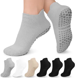 CTHH 6 Pairs Pilates Socks with Grips for Women, Yoga Socks Non-slip for Pure Barre Hospital Barefoot Workout