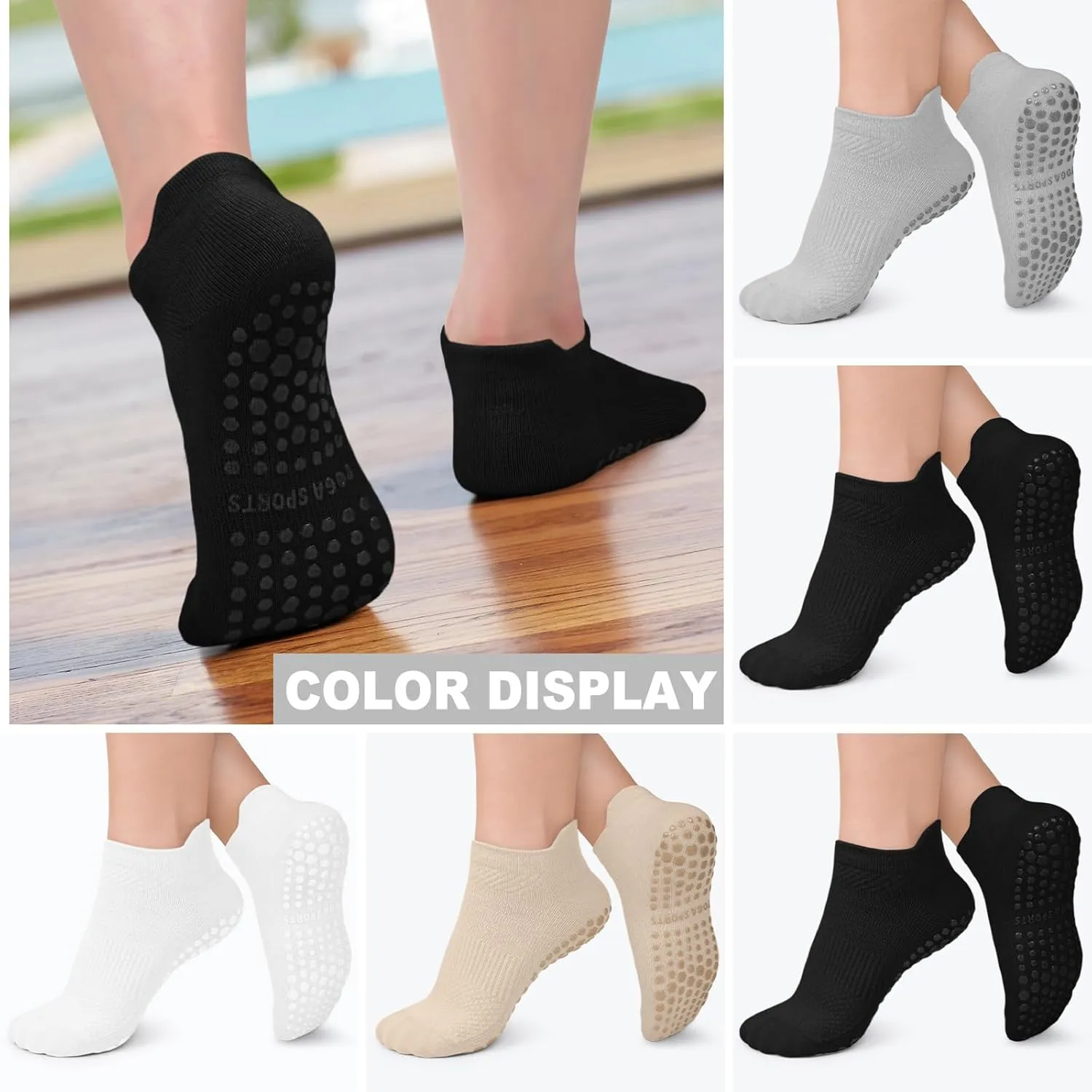 CTHH 6 Pairs Pilates Socks with Grips for Women, Yoga Socks Non-slip for Pure Barre Hospital Barefoot Workout