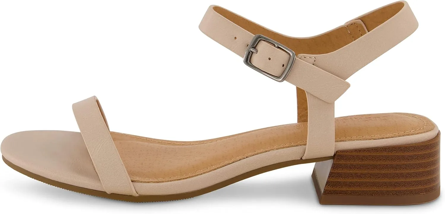 CUSHIONAIRE Women's Fontana one band block heel sandal  Memory Foam, Wide Widths Available