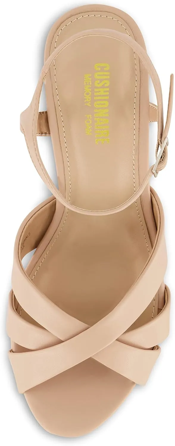 CUSHIONAIRE Women's Foxy platform dress sandal  Memory Foam and Wide Widths Available