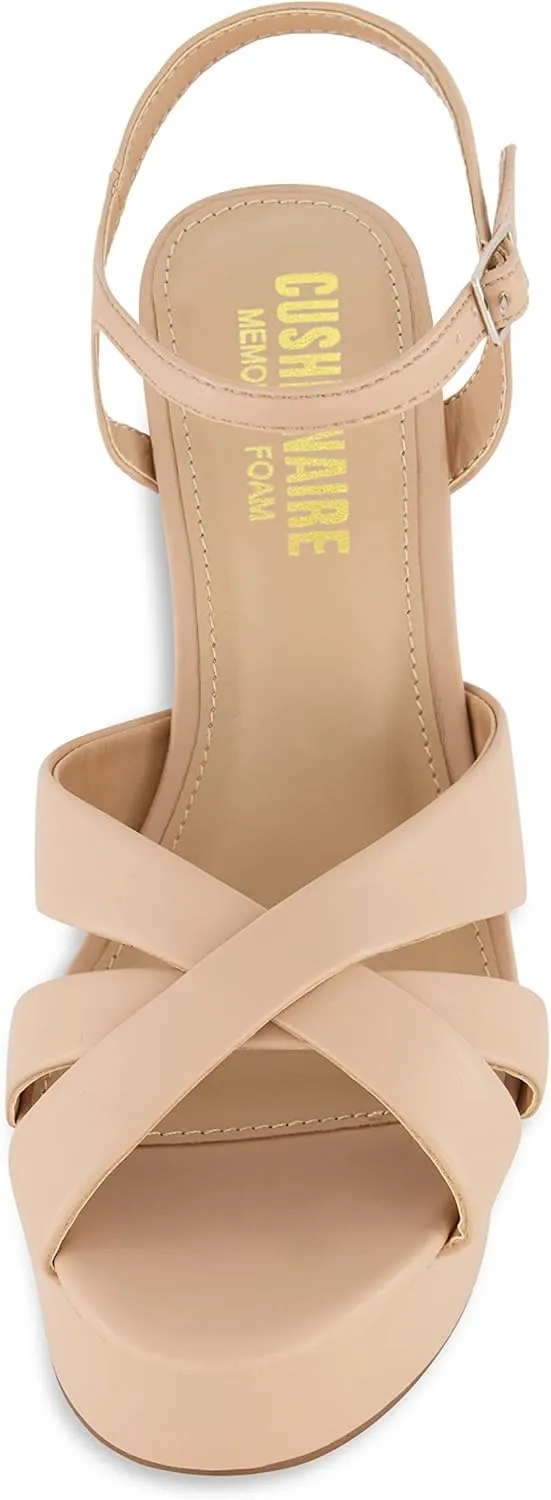 CUSHIONAIRE Women's Foxy platform dress sandal  Memory Foam and Wide Widths Available