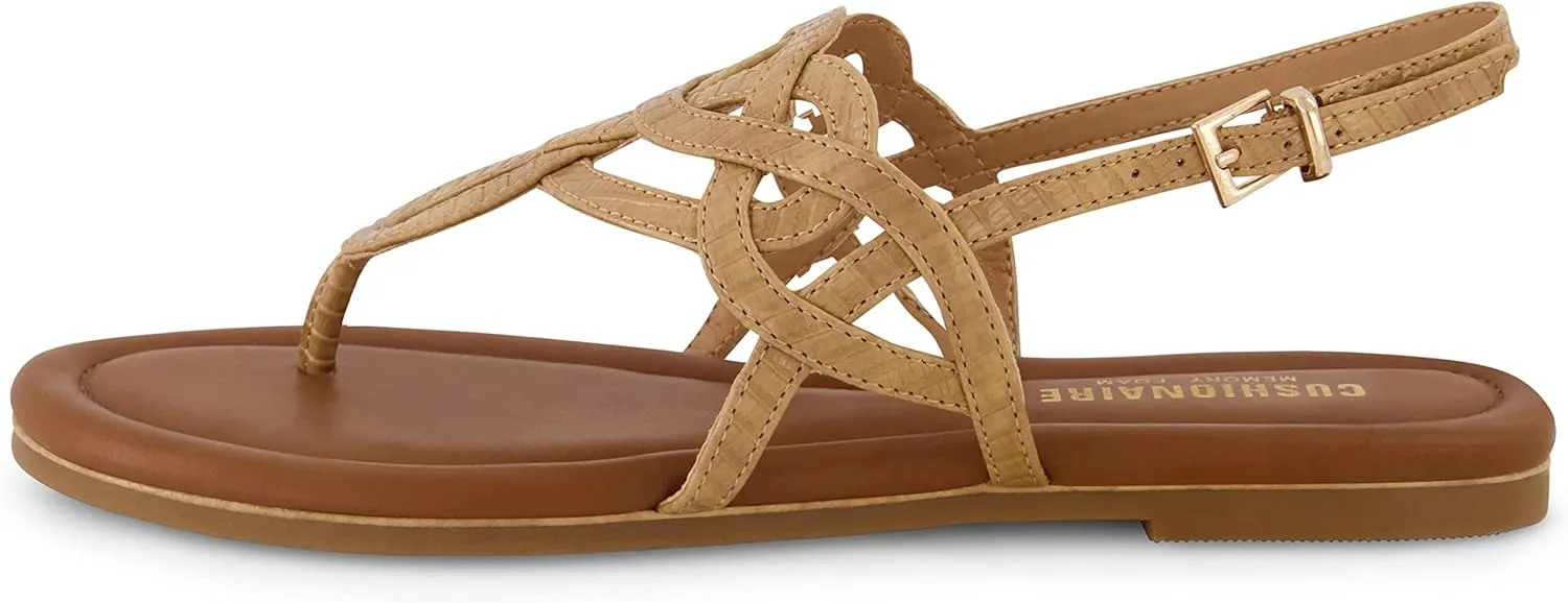CUSHIONAIRE Women's Judit flat sandal  Comfort Foam, Wide Widths Available