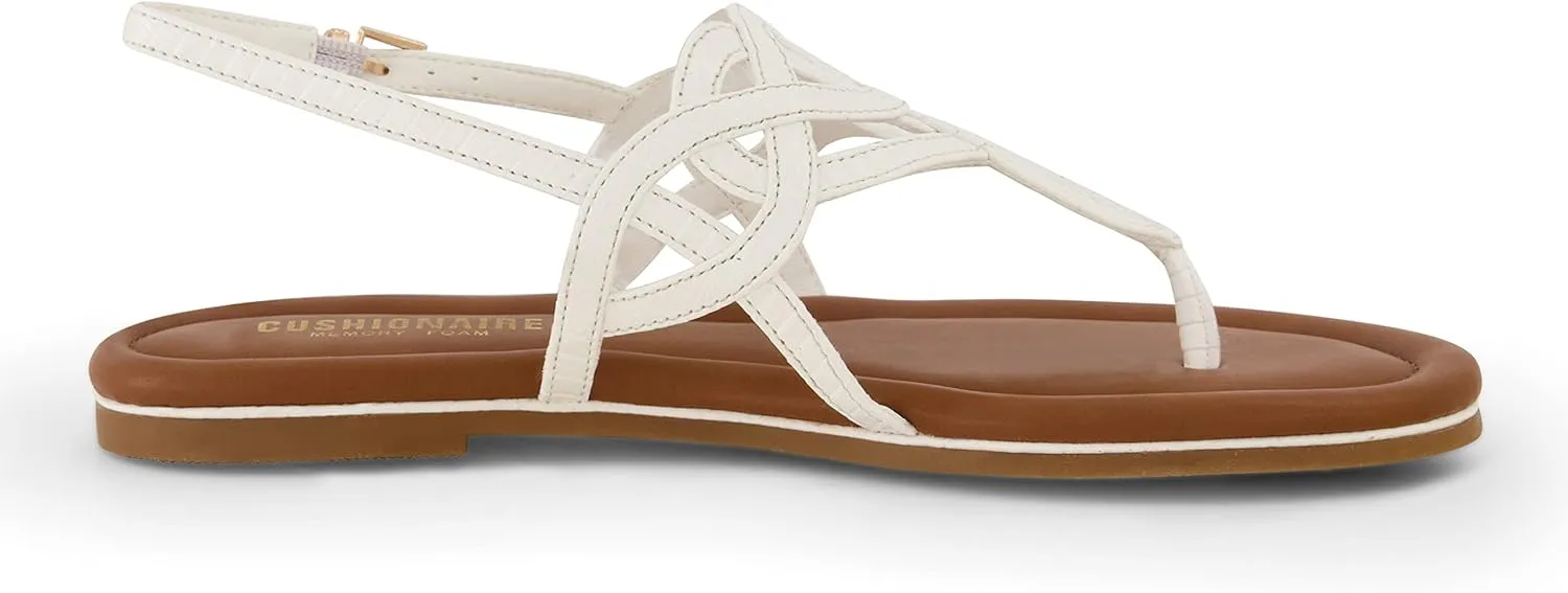 CUSHIONAIRE Women's Judit flat sandal  Comfort Foam, Wide Widths Available