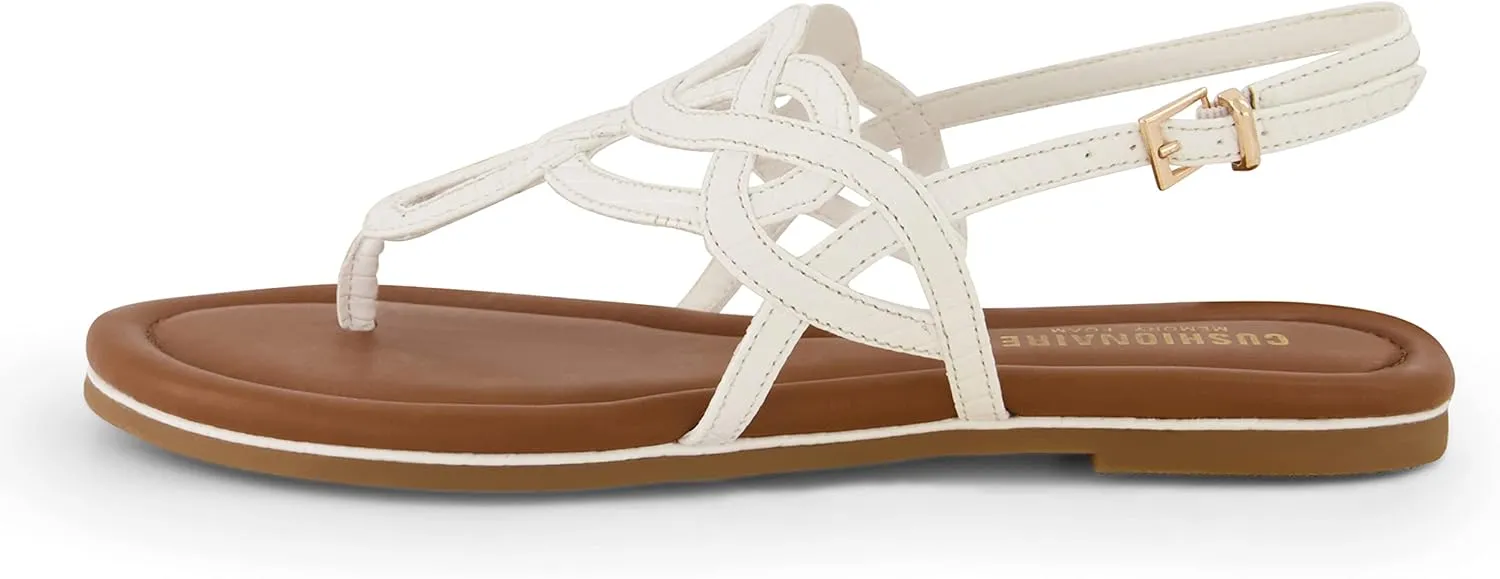 CUSHIONAIRE Women's Judit flat sandal  Comfort Foam, Wide Widths Available