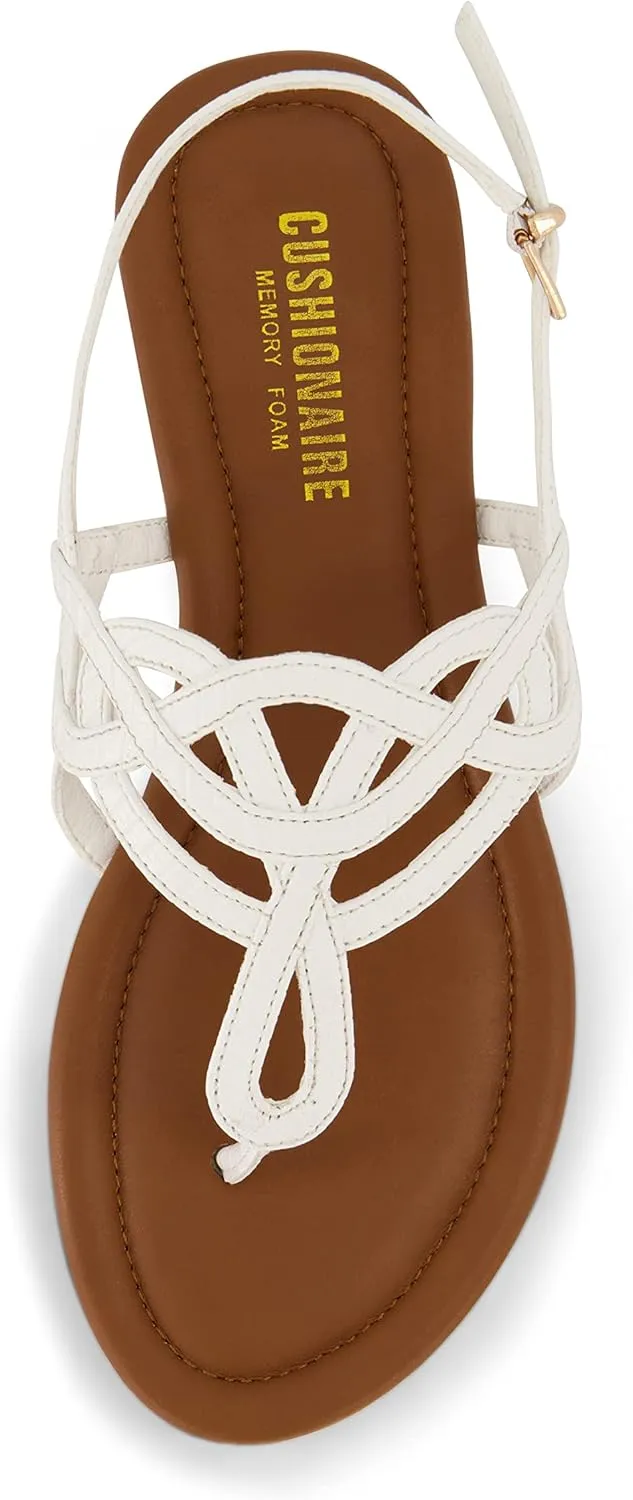 CUSHIONAIRE Women's Judit flat sandal  Comfort Foam, Wide Widths Available