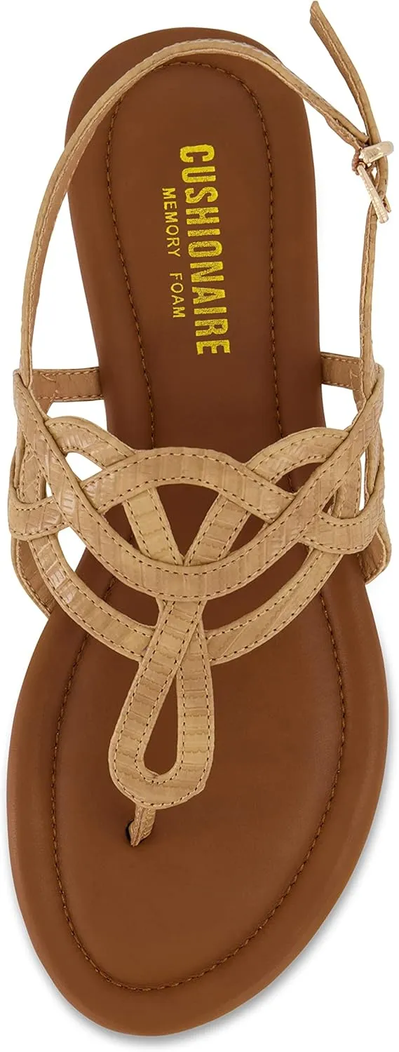 CUSHIONAIRE Women's Judit flat sandal  Comfort Foam, Wide Widths Available