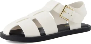 CUSHIONAIRE Women's Plaza Fisherman Sandal – Soft Vegan Leather, Adjustable Buckle Strap, Memory Foam, Wide Widths Available